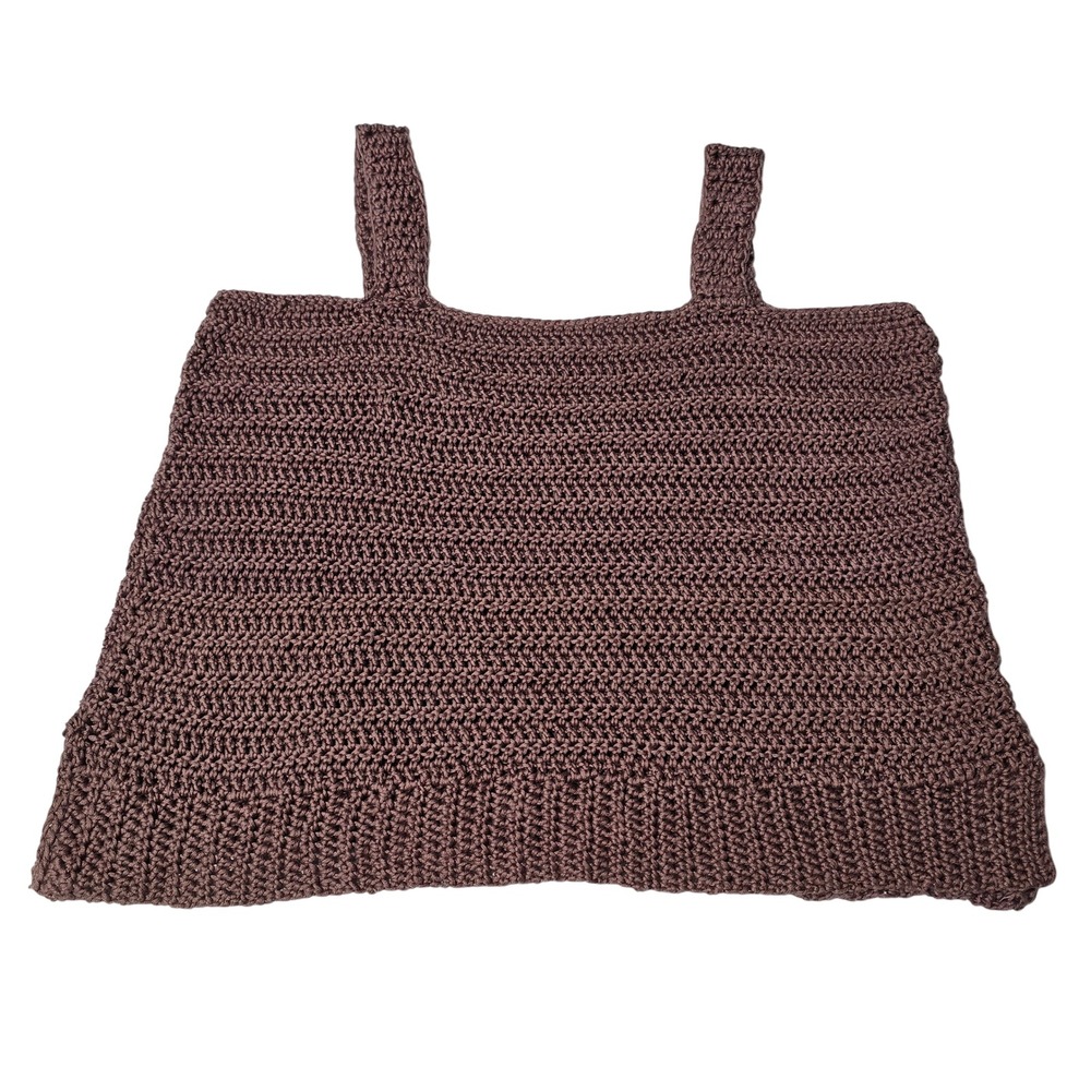 Handmade‎ Crochet Crop Top Mauve Purple Sleeveless Square Neck Boho Knit Tank